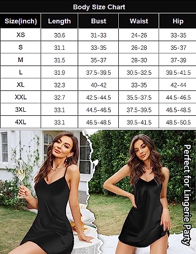 Avidlove Women Sleepwear Satin Nightgown Mini Slip Chemise Short Nightwear Black #TOP5