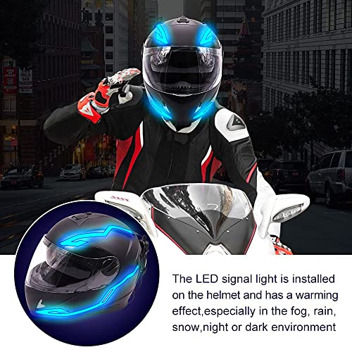 YnGia 4 in 1 Motorcycle Helmet EL Light for Night Driving - Motorbike Flash Signal Cold Light Strip Warning Indicator Bike Light Accessories (Blue)