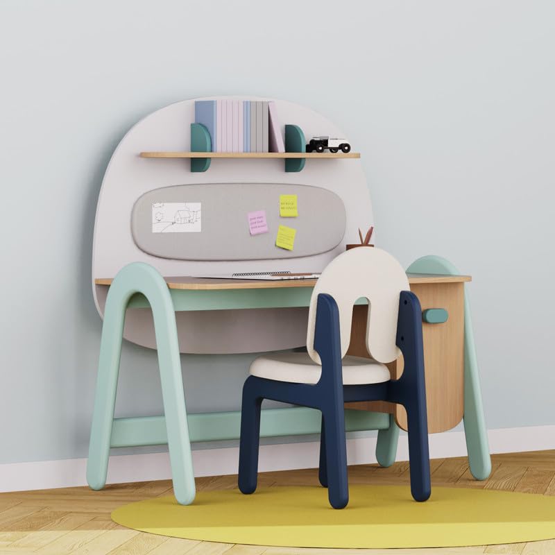 Image of Smartsters Study Table for Students with Large Desktop, Pin-Up Board, Open & Closed Storage, Wide Tabletop, and Exciting Back Panel. Perfect for Books, Stationery, and Craft Material.