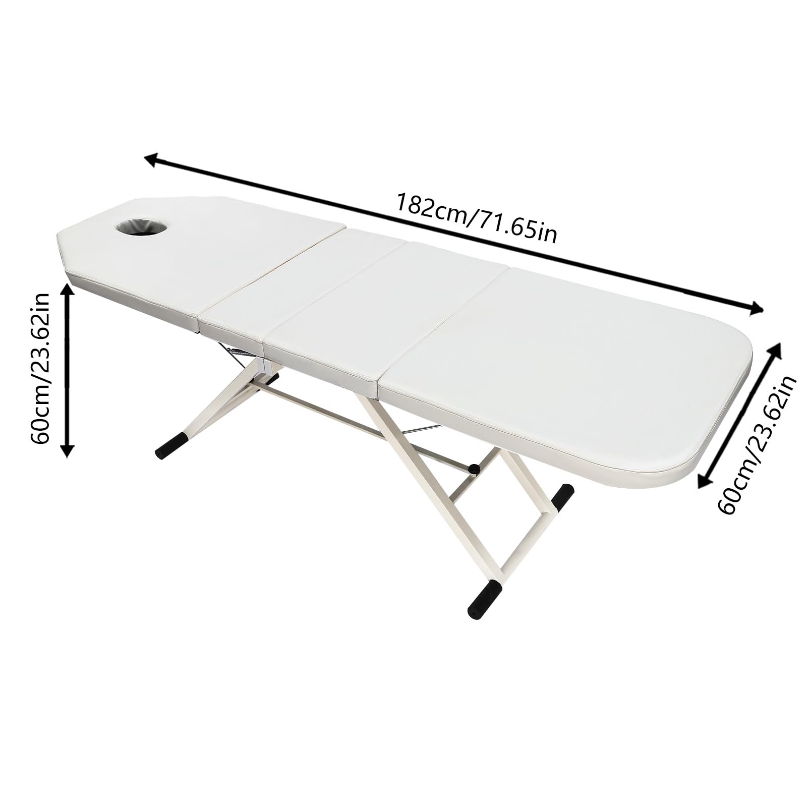 Massageliege, 3 Zonen Klappbare Kosmetikliege Aus PU Und Stahlrohr, 180x60x60cm Faltbare Massagebank Mit 5cm Dicker Matratze, Tragbare Schönheitsliege Für Salon Spa Und Tattoo Studio