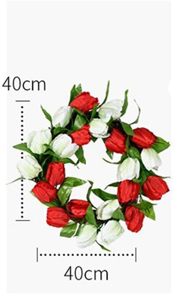 Red Simulated Wreath of Tulips Decorated with Rattan Wreaths in Forest Home Decor