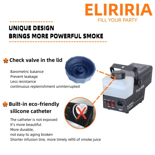 Elirira Fog Machine Smoke Machine Metal Case Led Light 600W And 3500Cfm Fog With Wireless Remote Control For Birthday，Wedding, Halloween,Dj Party,Stage Effect， With Safe Protection #TOP4