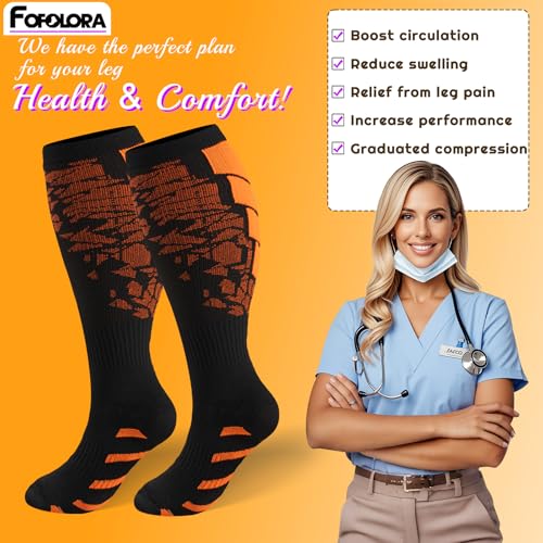 Image of Plus Size Compression Socks for Women & Men 4 Pairs, Wide Calf Extra Large 20-30 mmHg Knee High Support Socks for Travel, Running, Nurse