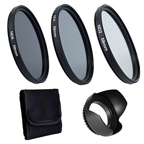 Kit profissional de filtros de lente de câmera de 58 mm, para-sol para lente Andoer para acessórios