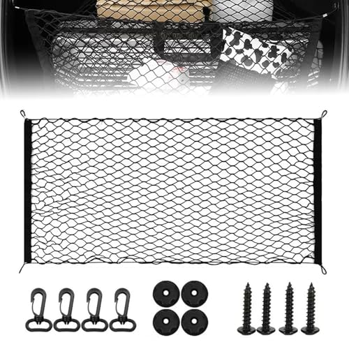 Rete Bagagliaio Auto, Rete Portaoggetti Tasca Organizer Elastico 110 × 60 cm, Reti Car Van con 4 Ganci, per SUV Van Truck Bagagliaio di Tronco di Auto Campeggio, Universale