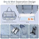 FIORETTO Womens Foldable Weekend Bag Overnight Hospital Bag with Shoes Compartment & Wet Pocket, Water Resistant Gym Bag Duffle Bag Travel Bag Holdall for Women Men Blue - Image 4