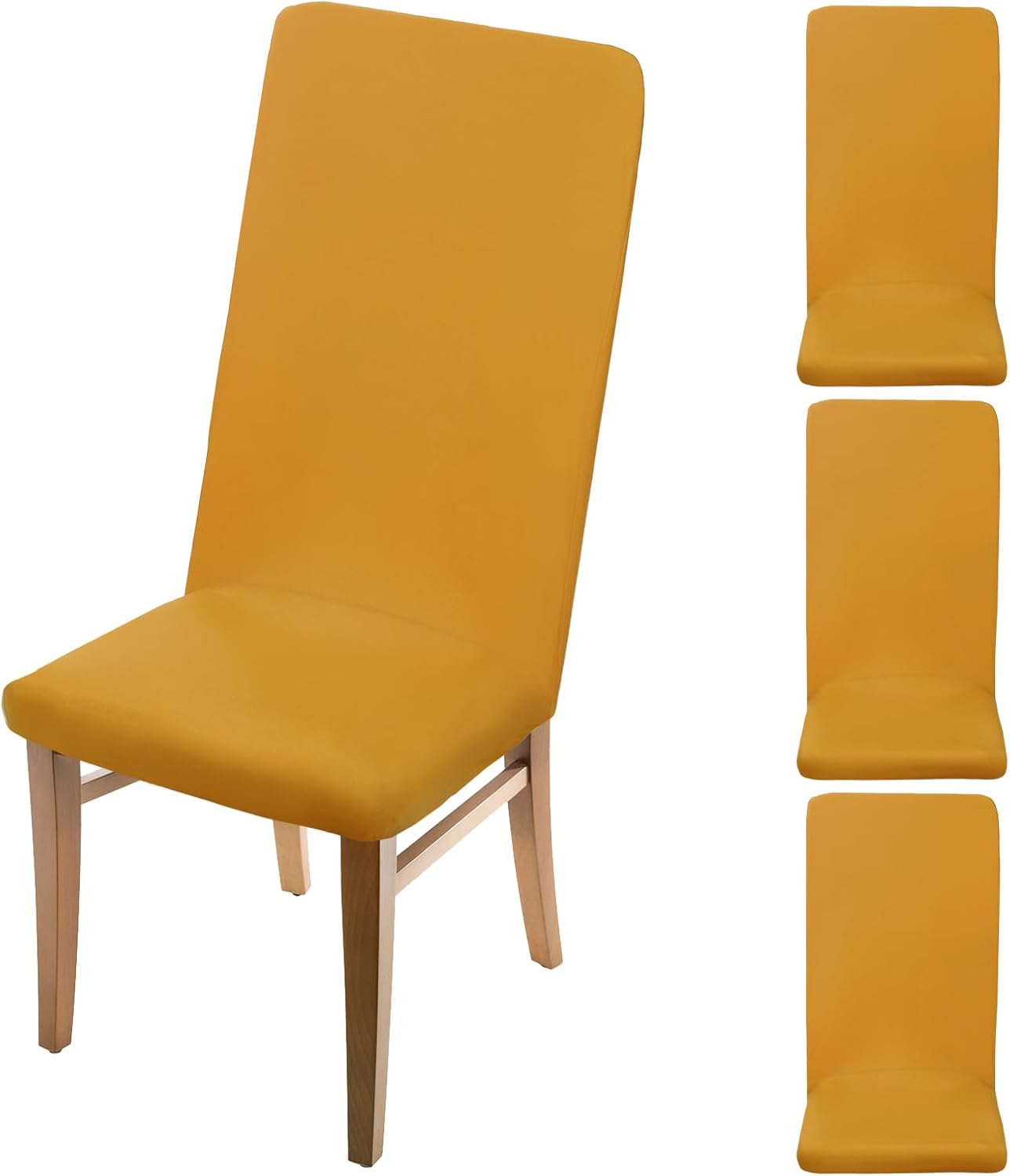 uxcell 4Pcs Dining Room Chair Covers, 45-55cm Soft Stretch Removable Parson Chair Slipcover Seat Protector Cover for Home Kitchen Hotel Restaurant, Golden Yellow
