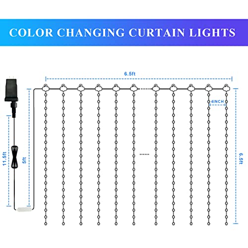 Jmexsuss App-Controlled Color Changing Curtain Lights, 400 Led Rgb String Lights For Halloween, Bedroom, Window, Wall, Party, Backdrop, Christmas, Indoor, And Outdoor Decorations, 6.5X6.5 Ft #TOP5