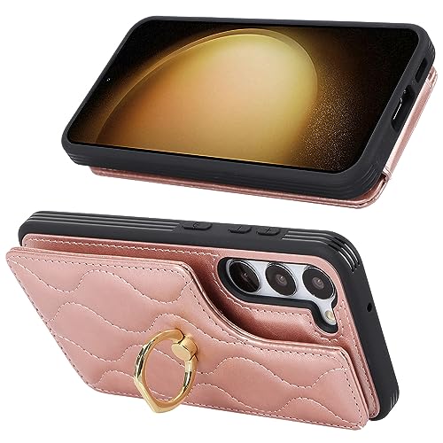 Image of for Samsung Galaxy S23 5G Case with Card Holder, Kickstand, RFID Blocking, PU Leather Phone Case 6.4 inch (Rose Gold)