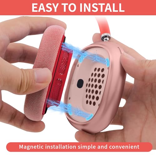 Image of Replacement Ear Cushions for Apple AirPods Max 1 & 2 Upgraded Memory Foam Pads with Durable Fabric,Sound Insulation and Noise Reduction,Strong Magnetic Fit,Sweat-Resistant, Breathable Comfor(Pink)