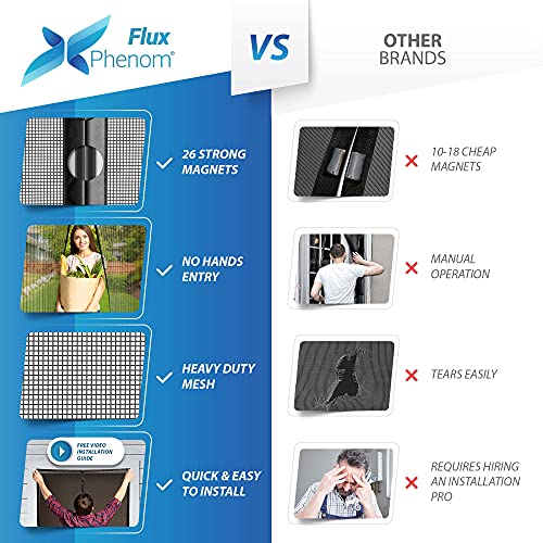 Easy To Install Magnetic Screen Door [Upgraded Version] - Heavy Duty Fiberglass Screen Door Mesh For Window, Patio And Sliding Doors - Door Screen Magnetic Closure Keeps Bugs Out By Flux Phenom #TOP1