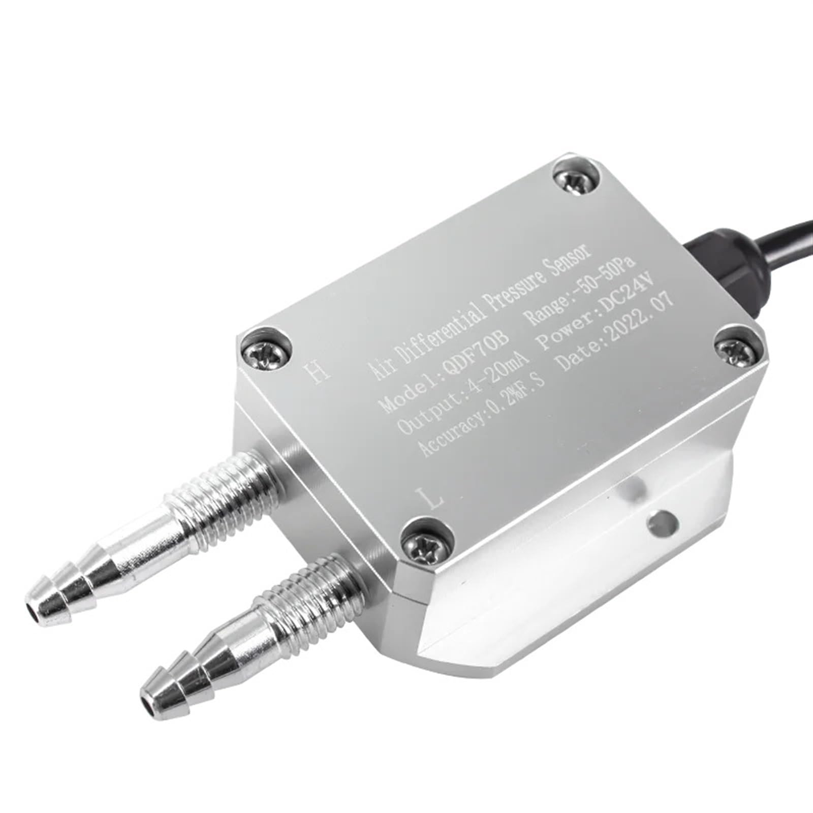 Air Differential Pressure Transmitter 0-10Kpa Wind Pressure Sensor 4-20mA 0-10V Differential Pressure Transducer DC24V Power Sensor(0-5V Output,-5-0 Kpa)