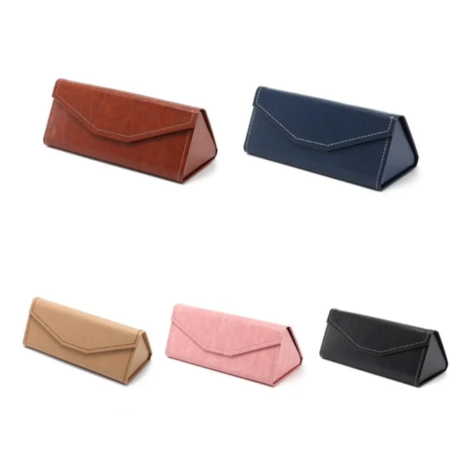 Triángulo Plegable Funda de Gafas Estuche portátil de cuero sintético triangular for gafas sol, color sólido, impermeable, plegable, for mujer