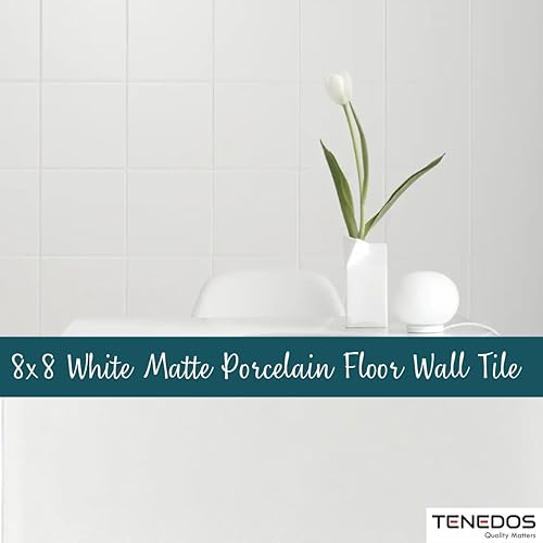 Miniatura 4 de Tenedos Azulejo cuadrado de porcelana blanco de 8 x 8 pulgadas, acabado mate (caja de 12.7 pies cuadrados, 30 piezas) para cocina, decoración de