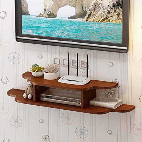 Schwebendes Holzregal, Wandmontage, TV-Schrank, Medienkonsole, Wandhintergrund, Aufbewahrungsregal für WLAN-Router Set-Top-Box, Streaming-Gerät, D _