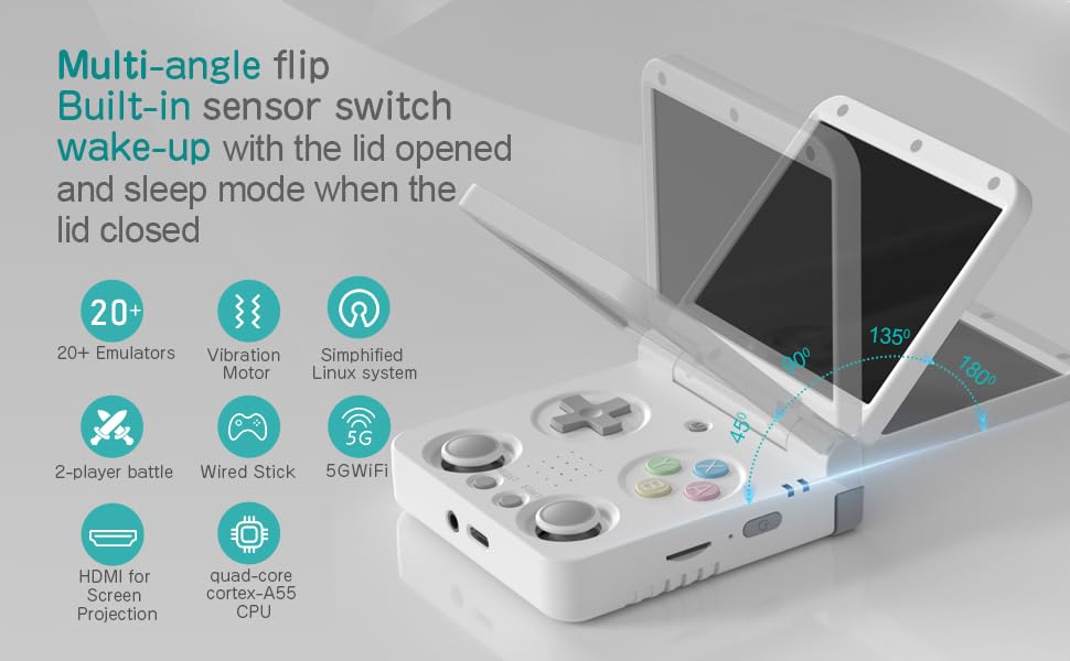 Amazon.com: 2025 年Miyoo Flip V2 手持式遊戲主機64GB,3.5 吋640*480