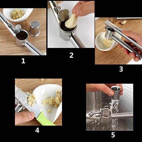 Miyutu Garlic Press, Garlic Mincer, Detachable Design Easy To Wash Garlic Crusher & Peeler Set #TOP5