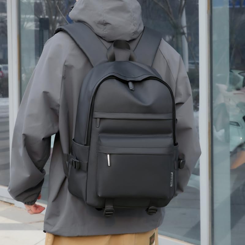 Black School Backpack Women Men, Waterproof Lightweight Small Backpack 15.6 Inch Laptop Backpack for Boys Girls Teens Travel Gym Work College Daypack carry on flight approved School Bag Bookbag2