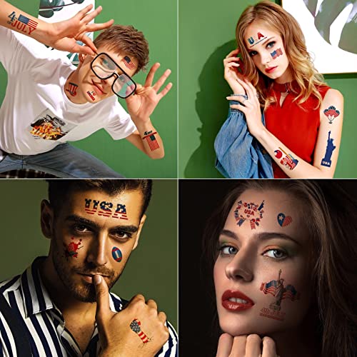 Masper 10 Sheets Usa Tattoos Temporary, 80 Patriotic Tattoos, 4Th Of July Temporary Tattoos, American Flag Red White And Blue Tattoos, Usa Face Tattoos #TOP5