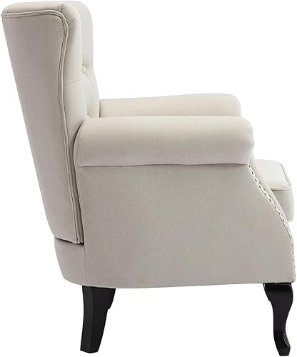 Miniatura 64 de Kmax Silla de club de terciopelo con diseño de trono copetudo de mediados de siglo, asiento acolchado, patas de madera, para el hogar, club, Tela