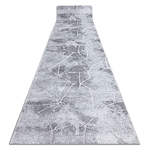 rugsx Alfombra de Pasillo para Recibidores Elegantes Lavable en Gris 80x380 2