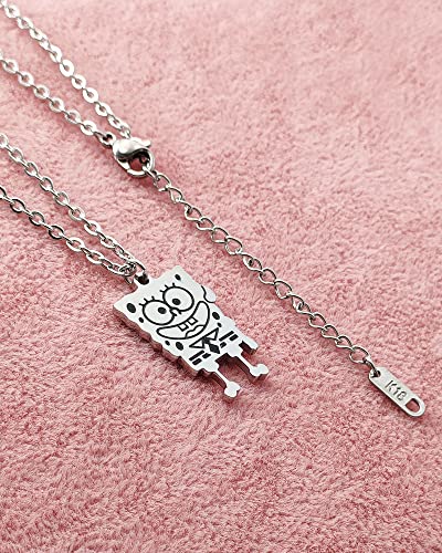 Hofoya A Pair Spongebob And Patrick Star Necklace,Sisters Necklace Set 2,Best Friend Pendant Of 2 Bff Friendship Cute Funny Cartoon Pendant Necklace Set Christmas Birthday Valentine's Day Gift For Couples Sisters Best Friends. #TOP4