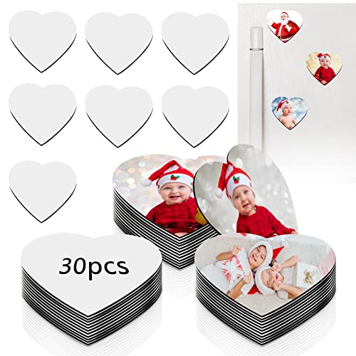 Sublimation Magnet Blanks, 30Pcs Sublimation Blank Refrigerator Magnets - Personalized Fridge Magnet Sublimation Blanks Products For Kitchen Office Decorative, 5.5X5.5 Cm (Heart) #TOP1