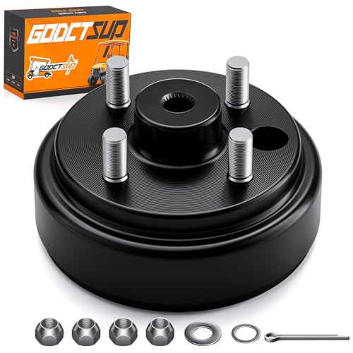 GODCTSUP EZGO Brake Drum Hub Assembly, Golf Cart Brake Drums for EZGO TXT 1982-UP Electric and 2-Cycle 1982-1993 Gas, 24 Tooth Star Spline Drums Replace OEM# 19186G1P (Black 1-Pack) by GODCTSUP - Used condition - US$26.87