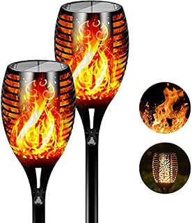 FLOWood Solar Lights Outdoor Garden, 2 Pack, 96LED Large Solar Torch Lights, Dancing Flickering Flame Solar Lights Outdoor, IP65 Waterproof Solar Flame Lights for Garden, Patio, Pathway, Yard