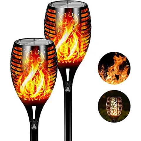 FLOWood Solar Lights Outdoor Garden, 2 Pack, 96LED Large Solar Torch Lights, Dancing Flickering Flame Solar Lights Outdoor, IP65 Waterproof Solar Flame Lights for Garden, Patio, Pathway, Yard Cover