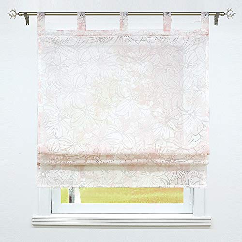 SCHOAL Raffrollo mit Schlaufen Raffgardine Ausbrenner Transparente Schlaufenrollo Weiß Gardinen Modern Ausbrenner 1 Stück BxH 45x140cm Muster #2