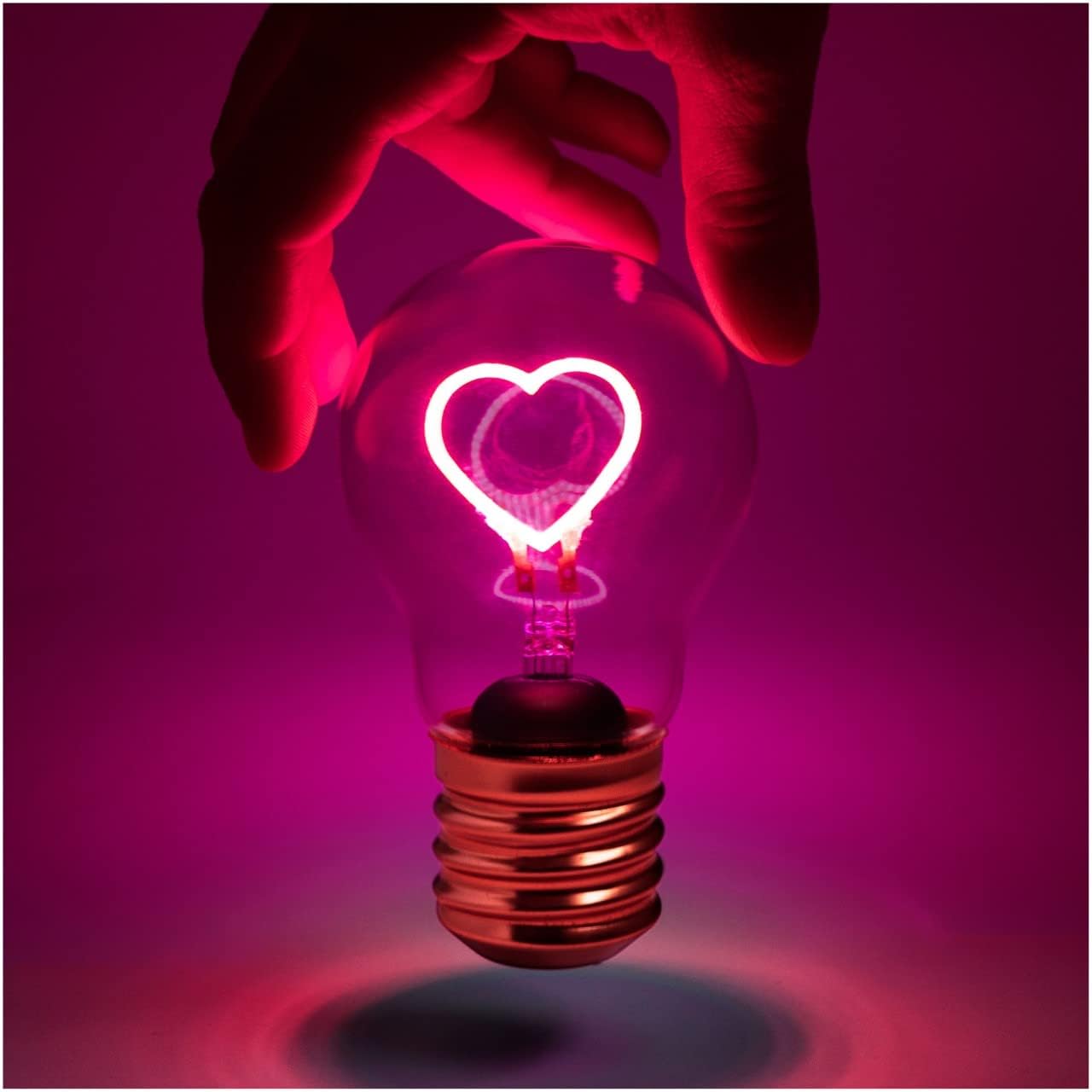 Heart Light Bulbs | Battery Operated Table Lamp | Rechargeable USB Light Bulb | Pink Cordless Night Light For Romantic Room Decor & Mood Lighting