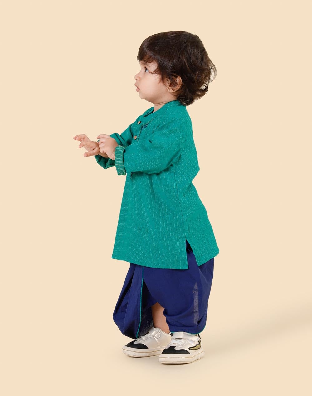 Fabindia Blue Cotton 2Pc Dhoti Set 1
