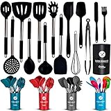 ORBLUE Silicone Cooking Utensil Set, 14-Piece Kitchen Utensils with Holder, Safe Food-Grade Silicone...