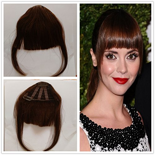 Clip In Hair Bangs Human Hair,Silmei Real Natural Looking Hand-tied Clip In Fringe Bangs Black 6inches Hair Piece Side Bangs Extensions…