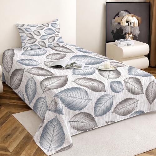 Image of IVAZA 260 TC Soft Ezyption Cotton Floral Single Bed Sheet - Single bedsheet with 1 Pillow Cover Hypoallergenic, Brethable, (Size- 90 x 60 Inch Charcoal Grey