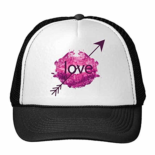 Chapeau de nylon réglable Saint-Valentin style trucker avec motif Amour