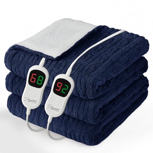Image of Homemate Electric Heated Blanket King - 100 inchx90 inch Heating Bed Blankets Throw with 10 Heating Levels 8 Hours Auto Off Fast Heating Over-Heated Protection Ultra Soft Warm Flannel ETL Certified