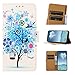 Produktbild coque Sony Xperia Ace III Hülle, Leder Flip Wallet mit Kartenfach, Bunte Hülle für Sony Xperia Ace III -Blauer Baum