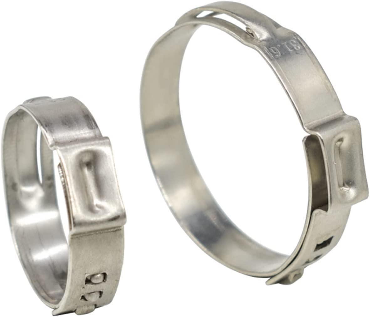 Colliers de serrage, colliers de serrage, 10 pièces/lot en acier inoxydable 304, 6,5 mm-21,0 mm, colliers de serrage à une oreille, mini clips SS304, collier de serrage en continu à une oreille (taill