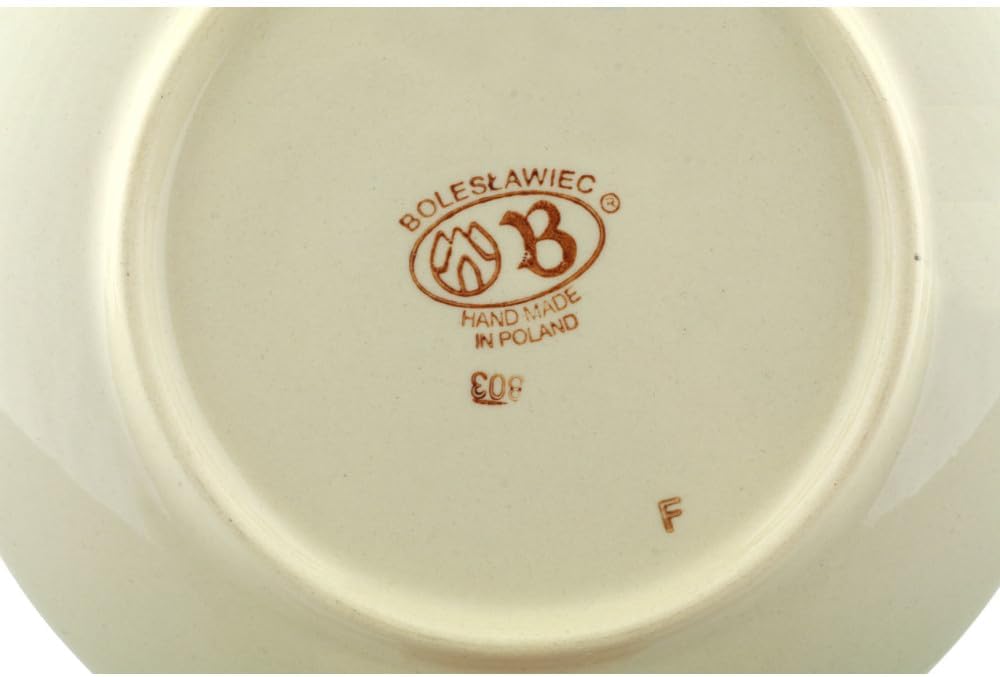 Polmedia Polish Pottery Dessert Plate - Pine Boughs Pattern Handmade in Boleslawiec Poland + Certificate of Authenticity