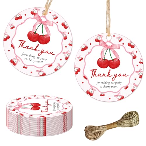 Étiquettes cadeaux cerise pour décorer vos tables de fête d'anniversaire fille