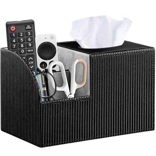 Square Tissue Box Cover with Storage PU Leather Facial Cube Tissue Holder