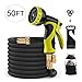 Produktbild ERAY Gartenschlauch Flexibel 15m, Flexibler Gartenschlauch Beständig und Frostsicher / 2500D*2500D Polyester Gewebe/Dreifacher Latex-Kern/10 Multifunktionsdüse, Dehnbarer Gartenschlauch, Schwarz