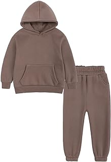 MYGBCPJS Youth 2PCS Jogger Outfits Set Fleece Hooded + Sweatpants Boys Girls Athletic Sweatsuits Pullover Clothes