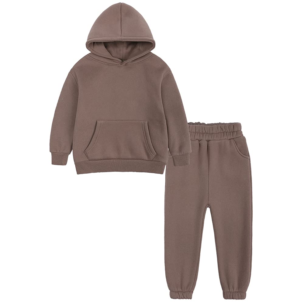 MYGBCPJS Youth - Set di 2 tute da jogging in pile con cappuccio + pantaloni della tuta, per ragazzi e ragazze, abbigliamento sportivo