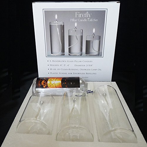 Refillable Glass Unscented Pillar Candle Gift Set of 3 - Use Alone, in a Candle Holder or Lantern - Oil Lamps Last a Lifetime and are a Unique Gift for Women - Thumbnail 3