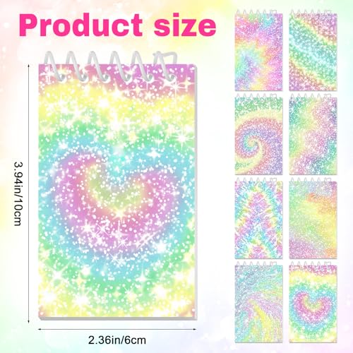 Image of Glenmal 24 Pcs Mini Notepads for Kids Party Favors Mini Tie Dye Note Pads Glitter Colorful Little Pocket Notepads for Girls Gift Classroom Rewards 20 Pages Each (Bright Colors)