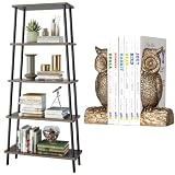 MXARLTR 5 Tier Ladder Shelf Tall Ladder Bookshelf, Book Ends for Shelves, Vintage Owl Decorative Boo