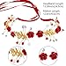 Aswewamt 2 Pcs Flower Crown Headband Rhinestone Pearl Tiara Rose Bride Crown Crystal Red Headband Wedding Headpiece Hair Jewelry for Women